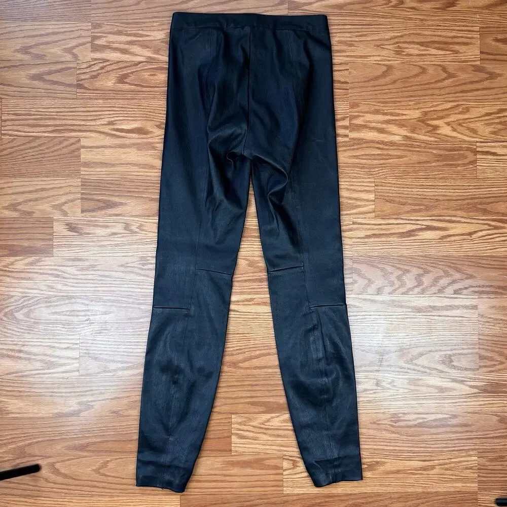 Vince Lamb Leather Black Skinny Trousers Pants Sz XS